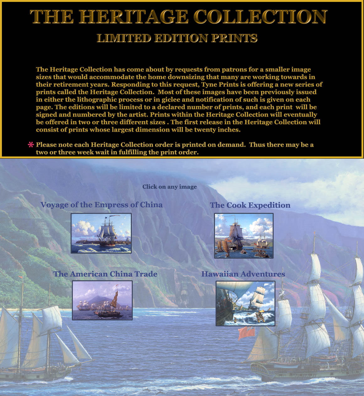 The Heritage Print Collection menu